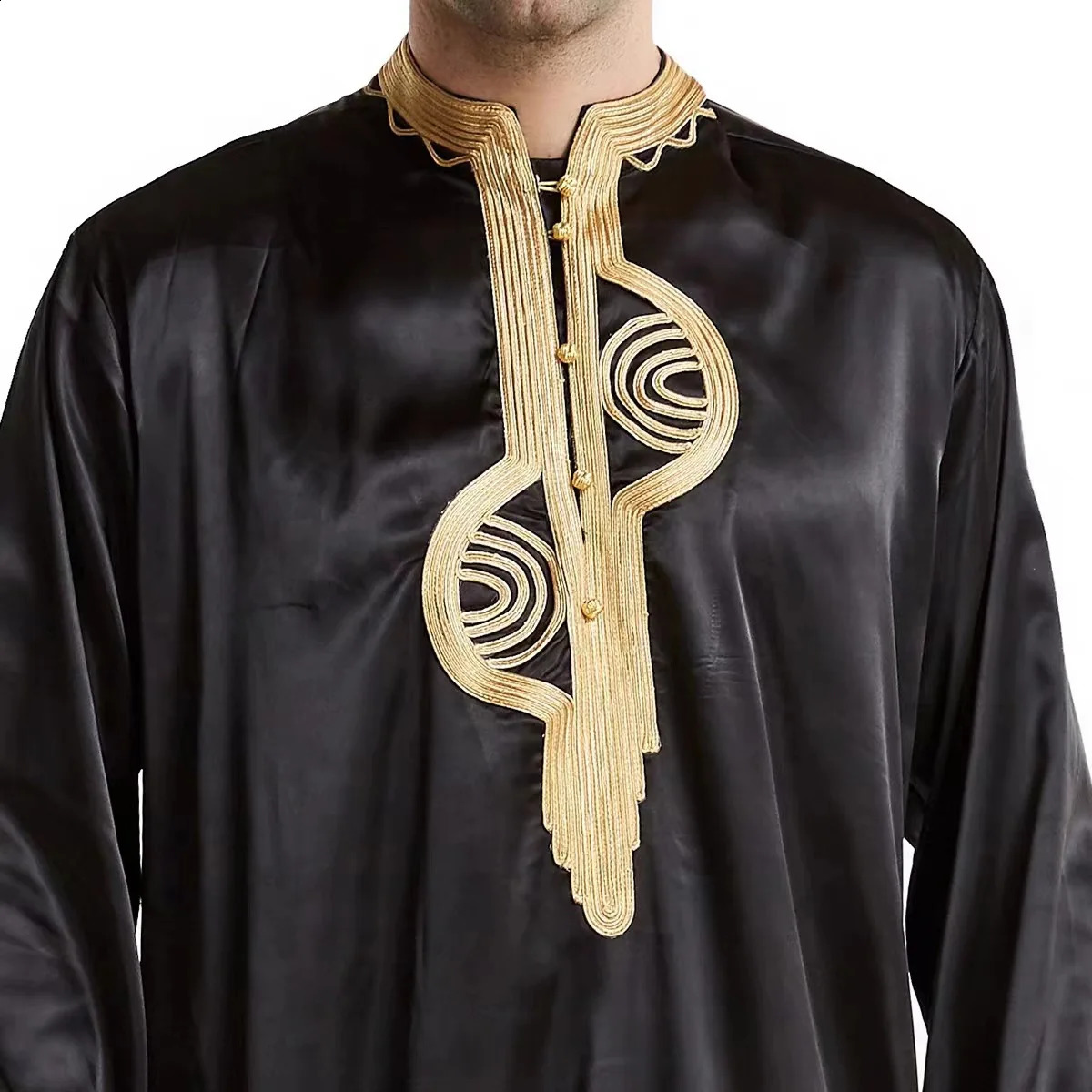 Muslim Fashion Men Jubba Thobes Arab Pakistan Dubai Kaftan Abaya Robe Islamic Clothing Saudi Arabia Black Long Shirt Dress 250411