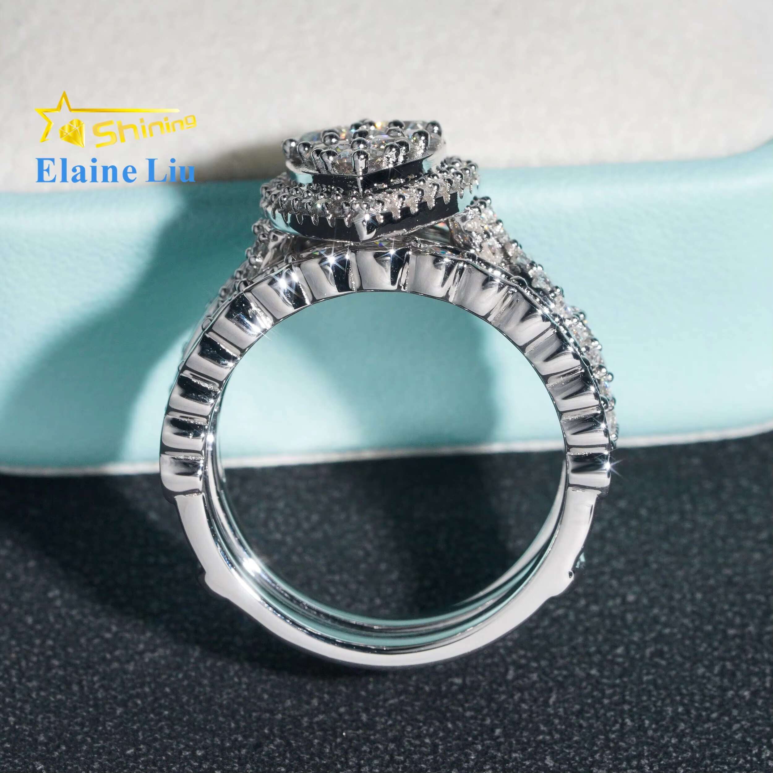 Custom Sterling Silver 925 Rings Vvs Diamond Moissanite Hip Hop Iced Out Ring for Women