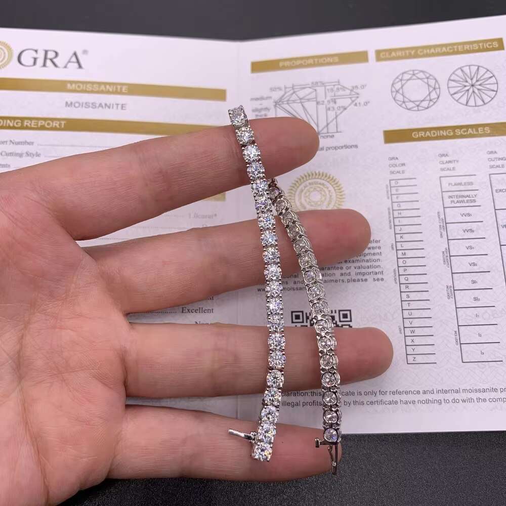 Fancy Jewelry 9k 10k White Gold Tennis Bracelet 4mm GRA Certificated Moissanite Diamond Gold Tennis Bracelet