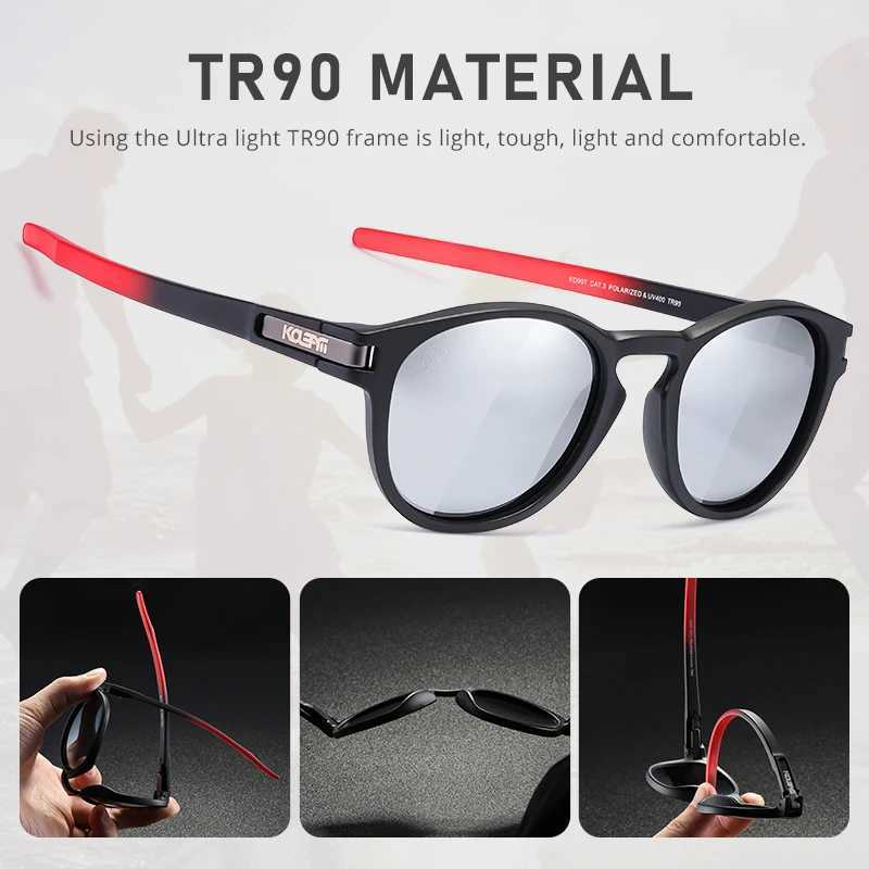 KDEAM Skateboarding Stylish Polarized Sunglasses Men Flexible TR90 Frame Keyhole Bridge Mirror Coating Sun Glasses Women KD997 Z250411