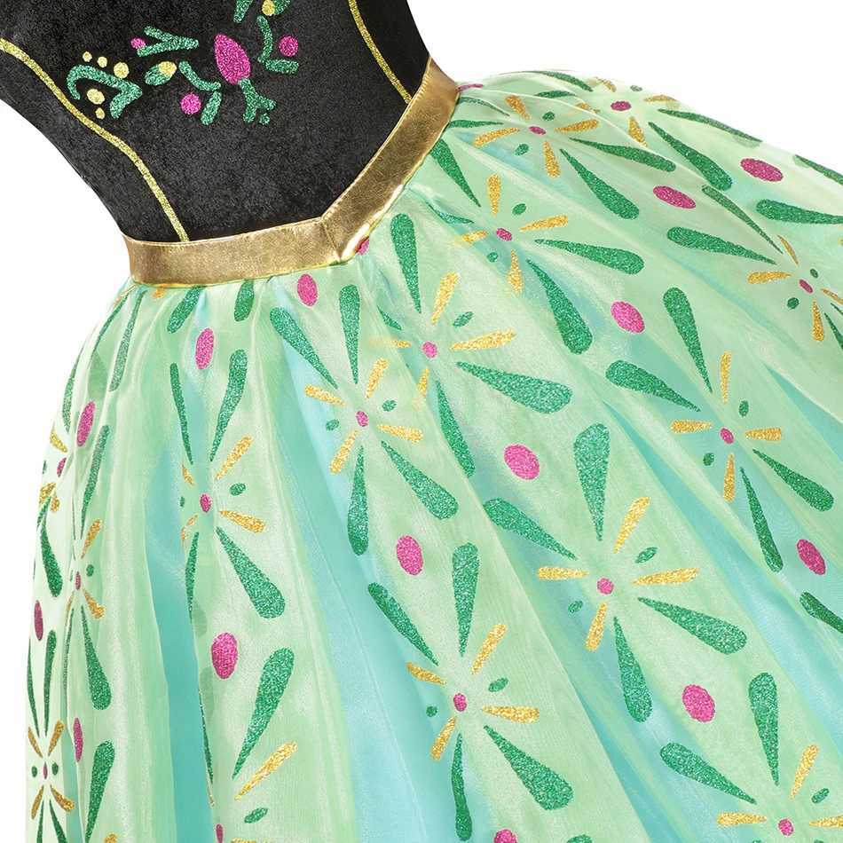 Disney 2025 Princess Girl Anna Dress Vestdos Party Birthday Costume Childrens Wig Crown Gloves Halloween CostumeXJ250411