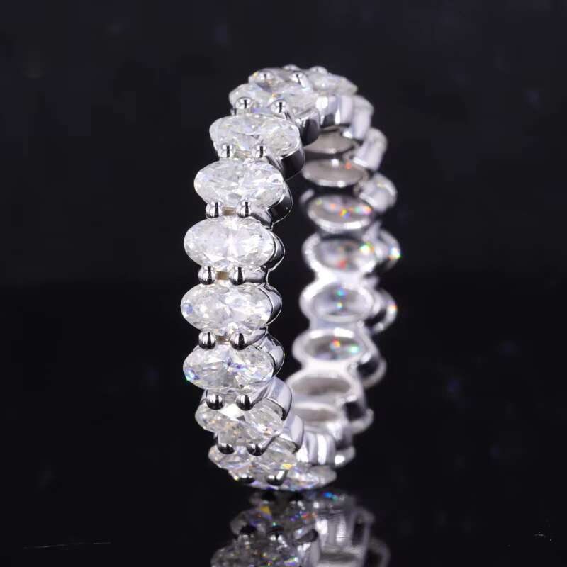 Starsgem High Quality Custom Jewelry 14 Karat Gold 3x5mm Oval Cut Moissanite Full Eternity Band Ring