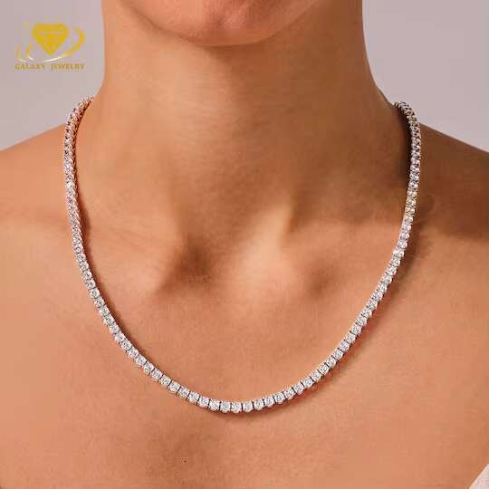 New Arrivals VVS Moissanite S925 Silver Tennis Chains Handmade Diamond Tennis Necklace Iced Out Chain Anniversary Gift for Women