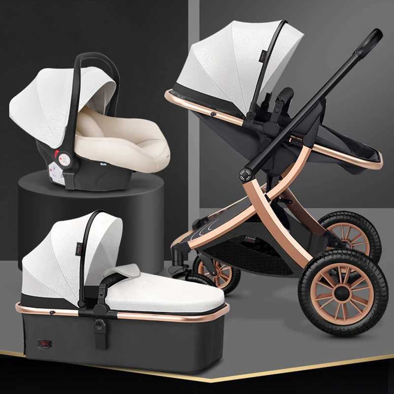 3-in-1 luxury landscape baby stroller with car seats and bi-directional shock-absorbing light folding baby stroller W250411
