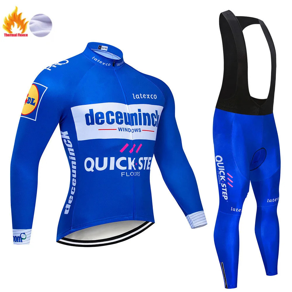 Fleece Mens QUICK STEP Cycling Jersey Winter Sets Warm Longsleeved Suit Soad Bike Bicycle Overalls Riding 251112