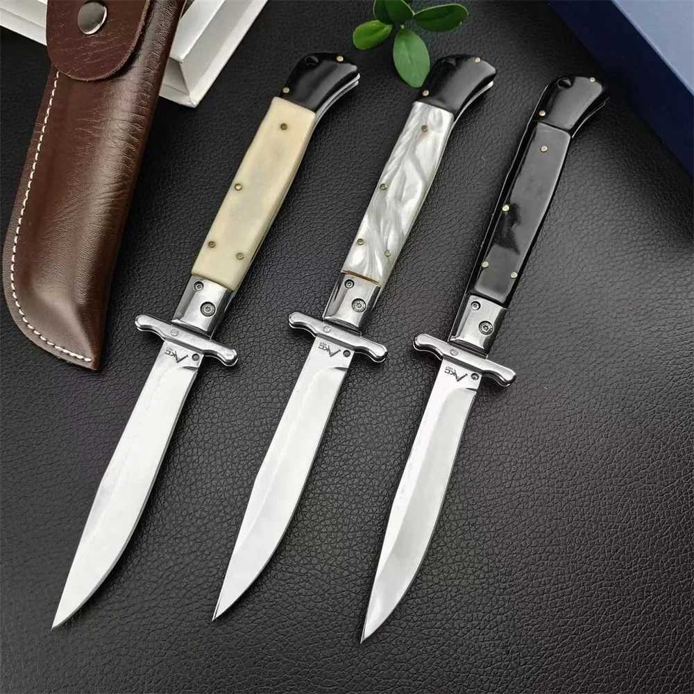 Italian Mafia Folding Kit Knife 440C Blade Shell/Resin/Acrylic Hand Outdoor EDC Camera Hiking Survival Tool W250412