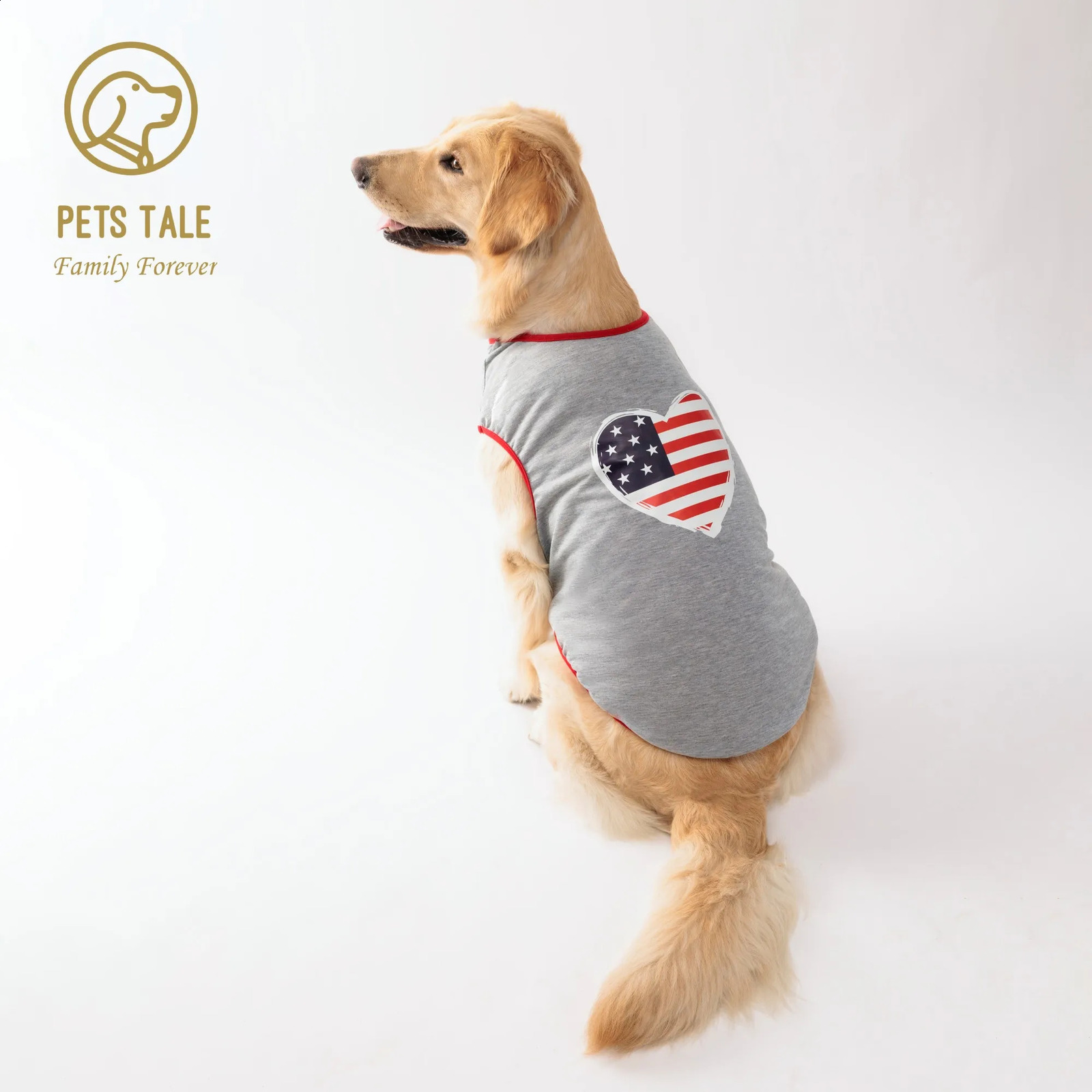 Cute Heart Shaped American Flag Graphic Pet Breathable Vest For Dog And Cat Summer Party Clothes 250407
