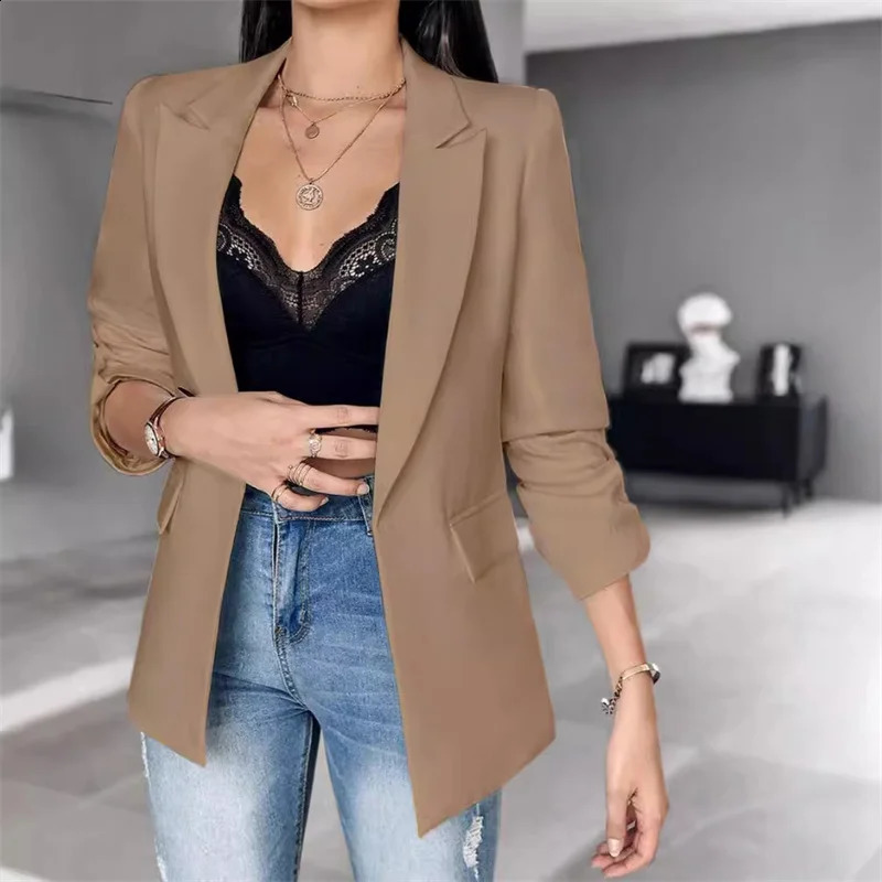 Long sleeved cardigan womens spring and autumn style simple white jacket ultrathin set solid color 250407