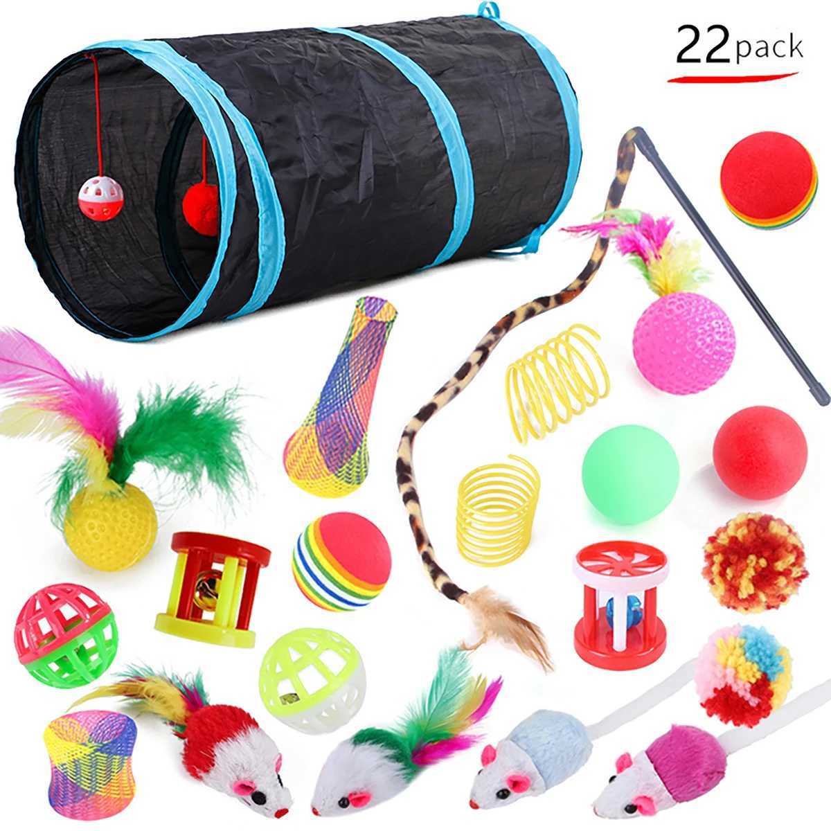 Cat Toy Set Cat Play Tunnel Mouse Shape Ball Folding Chat Fun Cat Tent Mouse Supplies Simulated Fish Cat Accessories Y250412