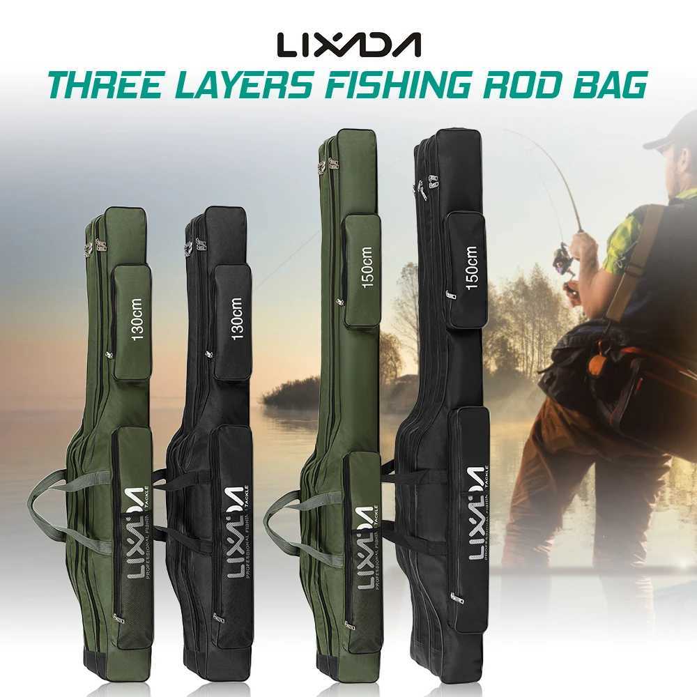130cm/150cm Three Layers Fishing Bag Portable Folding Fishing Rod Reel Tackle Tool Carry Case Carrier Travel Bag Z250411