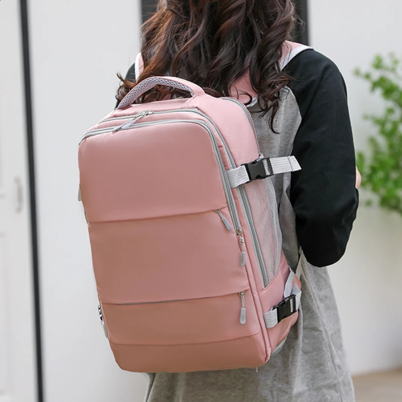 Travel Backpack Women Large Capacity Waterproof Anti-Theft Casual Daypack Bag with Luggage Strap USB Charging Port Backpacks250403