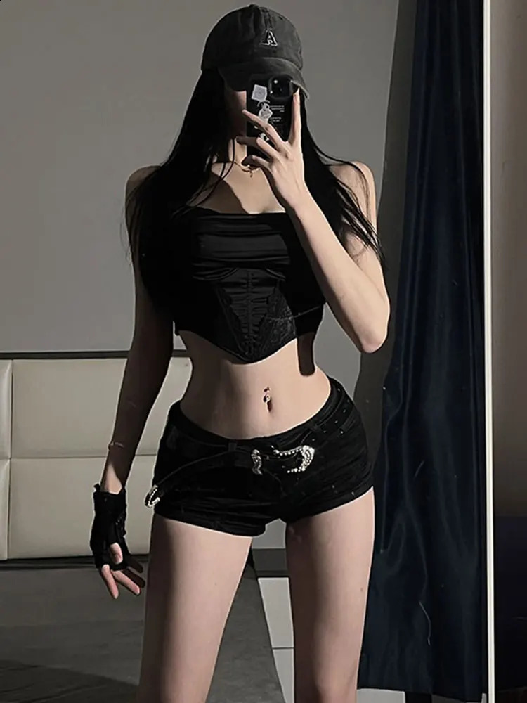 Denim Mini Shorts Women European Style Trendy Summer Temperament Trousers Button Sexy Sheath Night Club Slim Street 250409