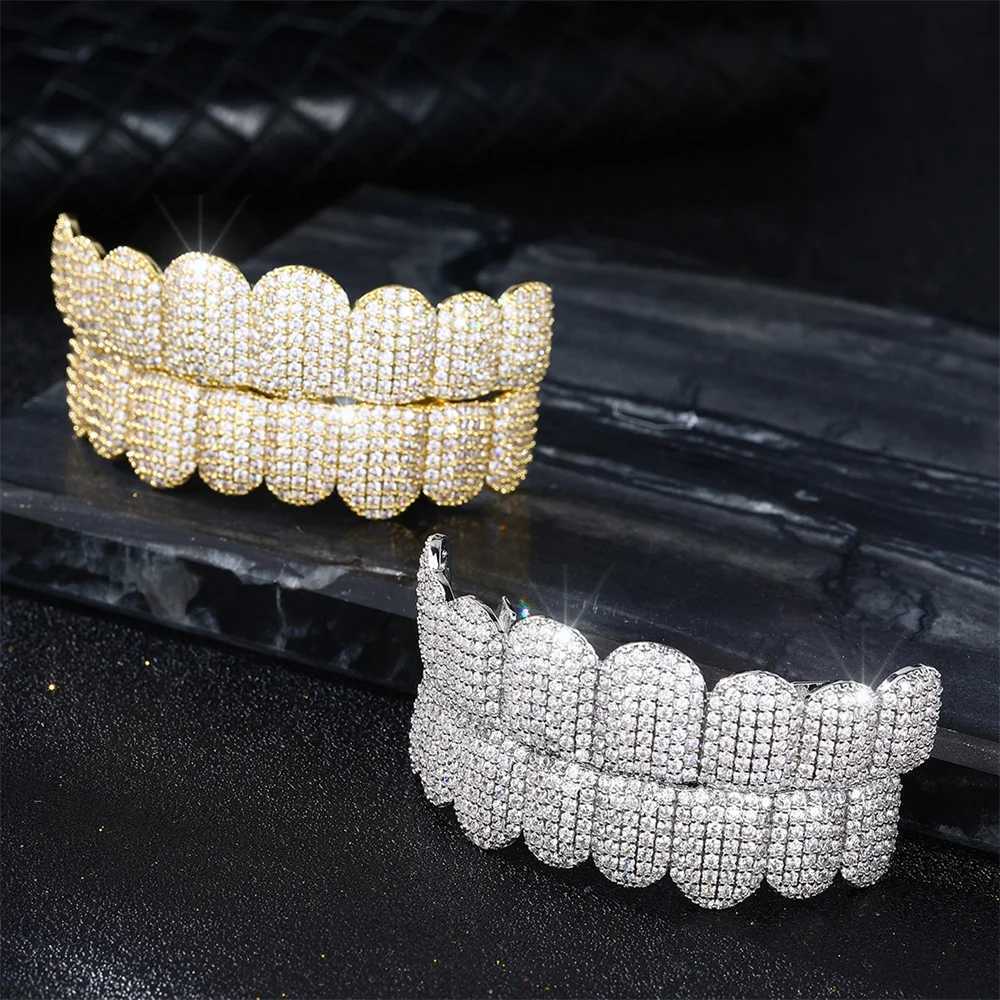 D Z Sparkling Cubic Zirconia Grilz Set Suitable for Neutral Style Upper and Lower Removable Dental Gold Silver Fashion Jewelry W250412