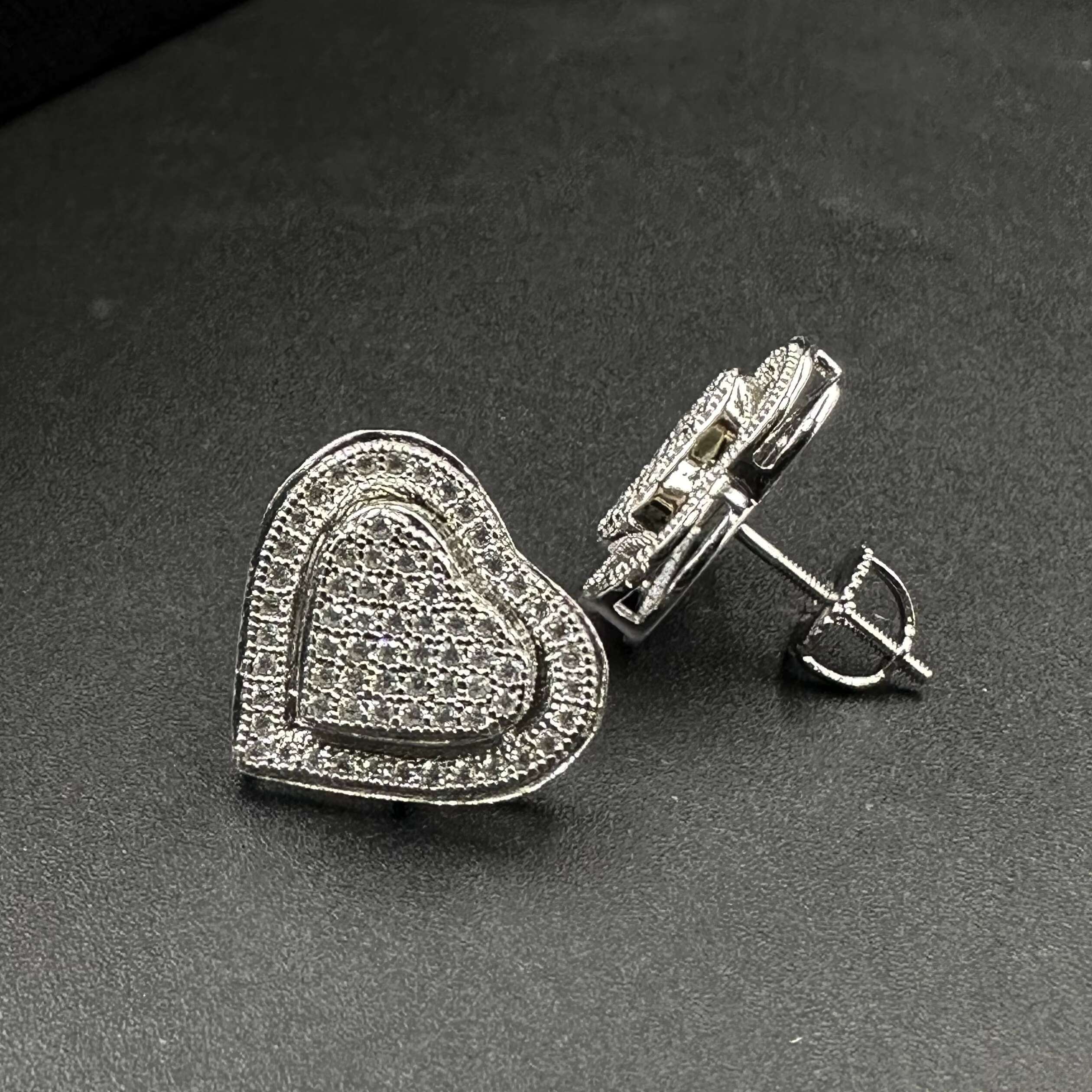 New Trend Double Heart Moissanite 925 Sterling Silver Iced Out Women Cluster Earring Stud Cluster Jewelry Custom Moissanite Earring