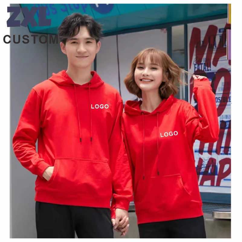 POD customization ZXL New Retro 100 Cotton Hooded Sweatshirt Loose Sports Hoodie Tops Mens and Womens Streetwear Custom Print EmbroideryT251112