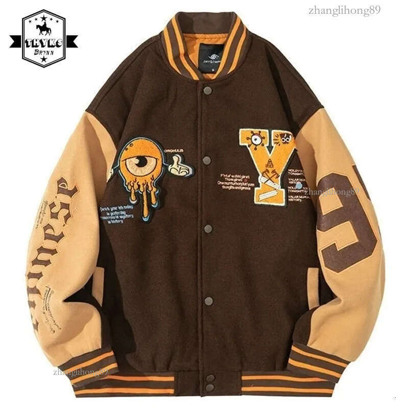 Mens Letter Embroidery Varsity Jacket Japanese Oversize Spring Women Bomber Jacket Coat Hip Hop Harajuku College Leather Jacket 240924