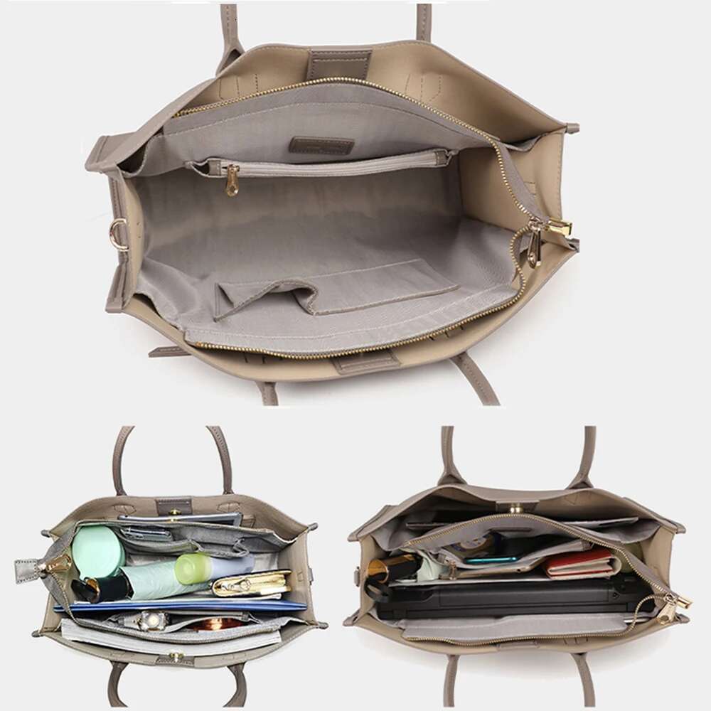2023 Women Elegant Cow Leather Business Lady Portfolio Handbag Fashion A4 Large Capacity Female Designer Shoulder Bag