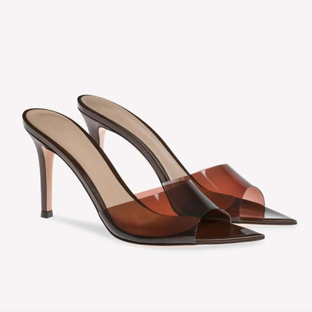 2025 Peep Toe Sexy Summer Women's Mules Pump Elegant Chic Super Thin High Heels Office Lady Party Shoes Slipper Sandals