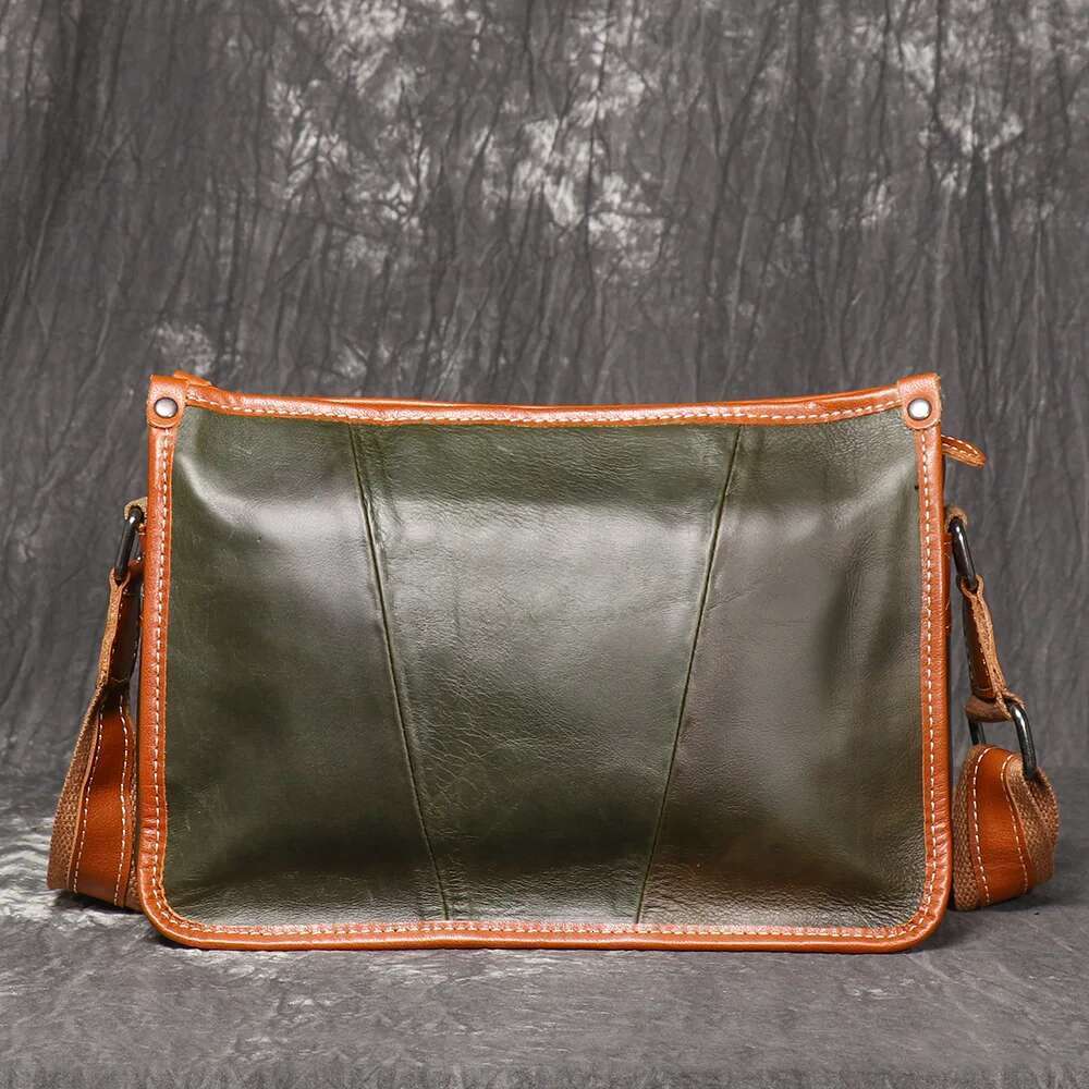 LUOKIR Unisex Leather Shoulder Bag, Top Layer Cowhide Crossbody Backpack, Trendy Pairing With Commuter Mailman Bag