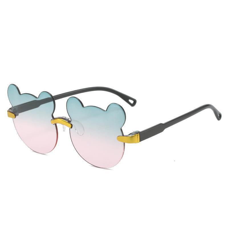 New frameless teddy bear for children, sunscreen, cute cartoon photography, baby glasses, UV resistant sunglasses