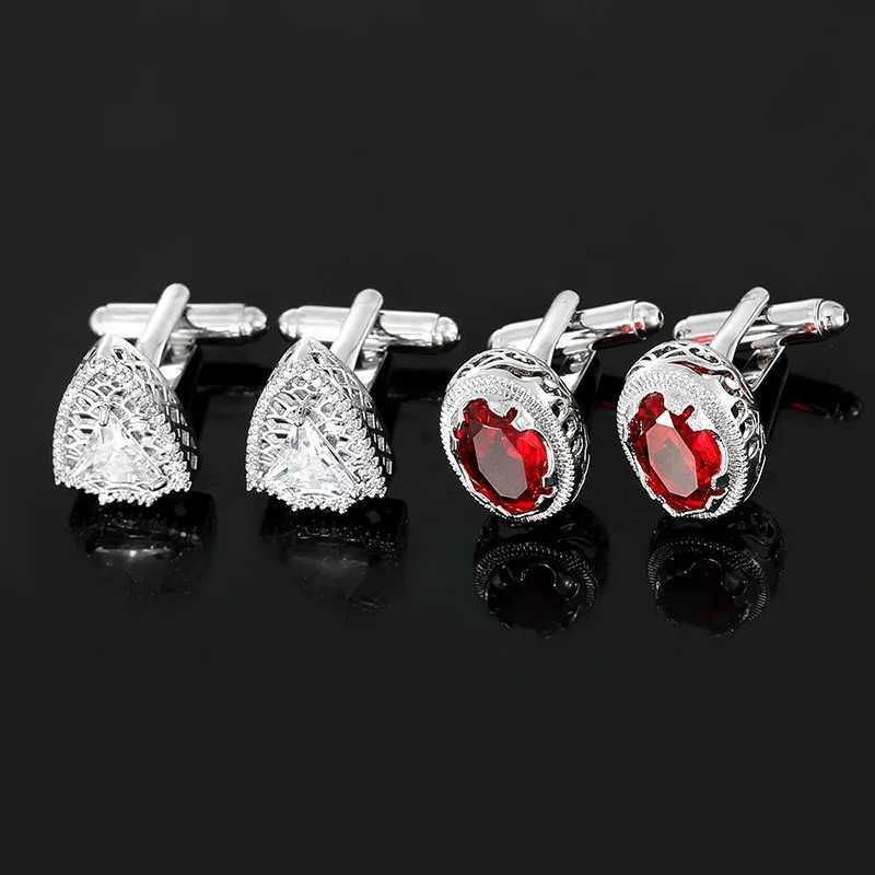 Creative Fashionable Ruby cufflinks are made of copper material mens high-end tactile personalized set sleeve nail accessoriesT250412