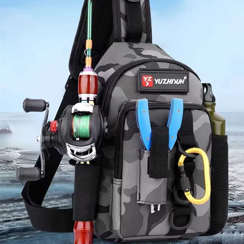Multifunctional Large Capacity Fishing Lure Bag Waist Rod Holder Backpack Storage Bag Men Camouflage Outdoor Sport Zipper Pocket Z250411