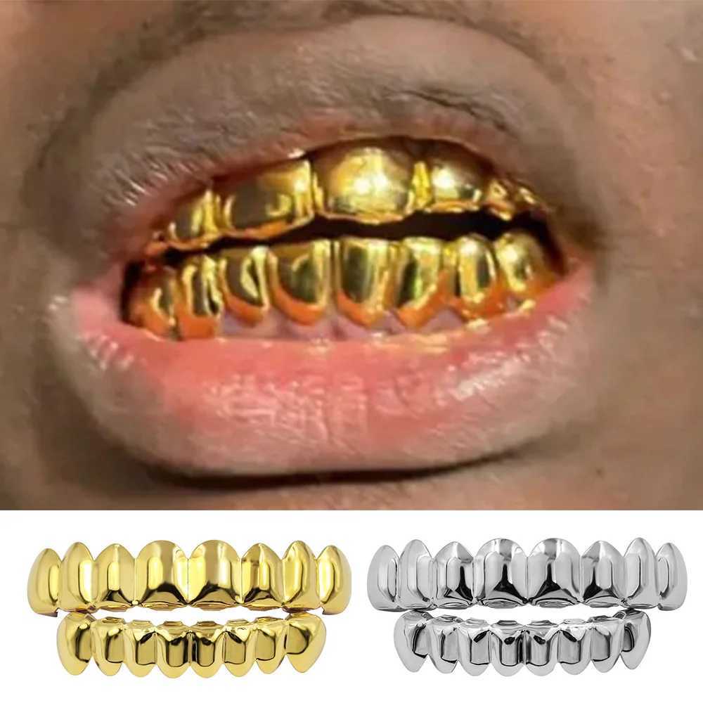 YONGX Hip Hop Top Bottom Glossy Hat Bracket Suitable for Women Men Jewelry 8/8 Trend Oral Teeth Grizz Role Playing Dental Grills W250412