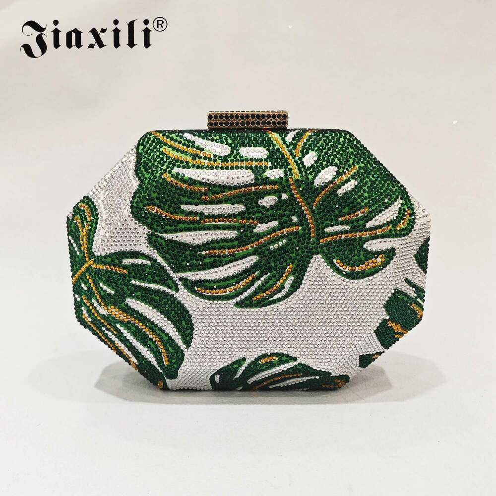 Jxl- Green Leaf Designer Purse For Women, Evening Pink Clutches, Ladies Soiree Feast Bags, Fashion