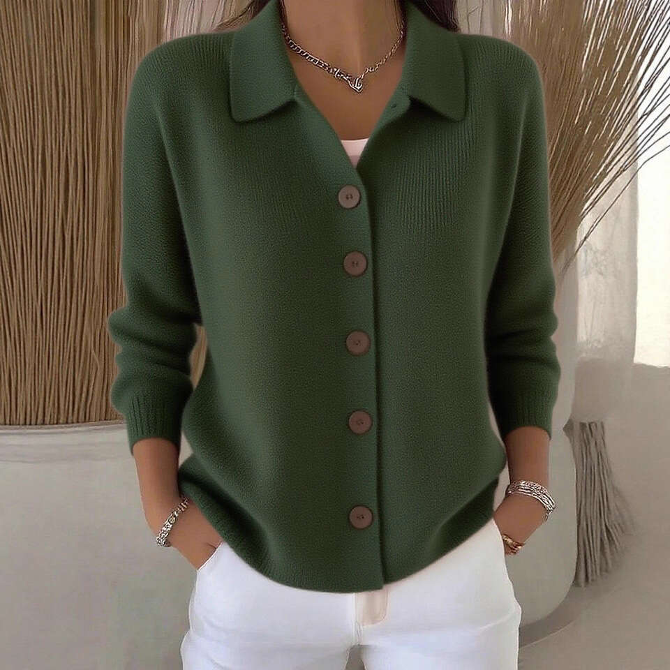 Cardigan Knitted CrossBorder European American and Button Sweater Coat Autumn Winter New Solid Color Casual Fashion Women's Clothing