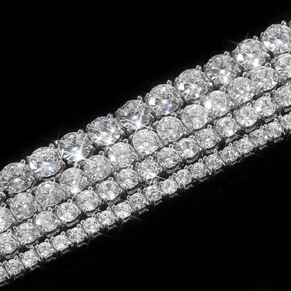 Moissanite Tennis Chain for Him & Her - Durable Sterling Silver Clasp (3mm)