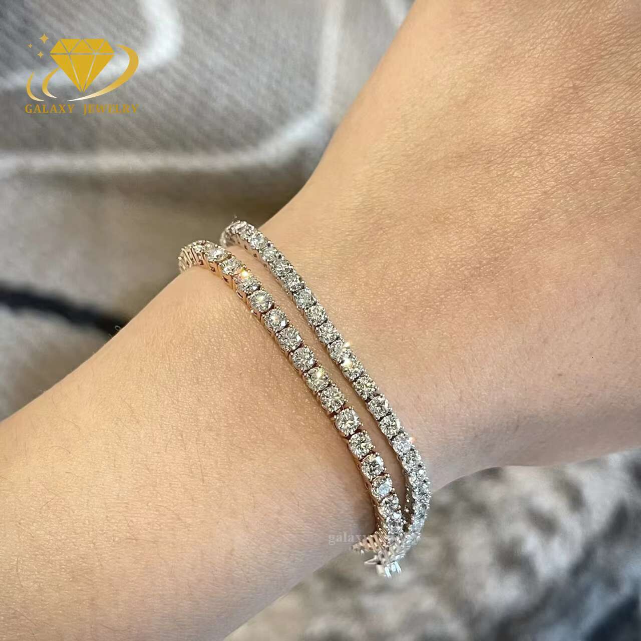 Hot Selling 2-5mm Vvs Moissanite Women Fashion Tennis Bracelet Bangles 925 Sterling Silver Iced Out Diamond Tennis Chain