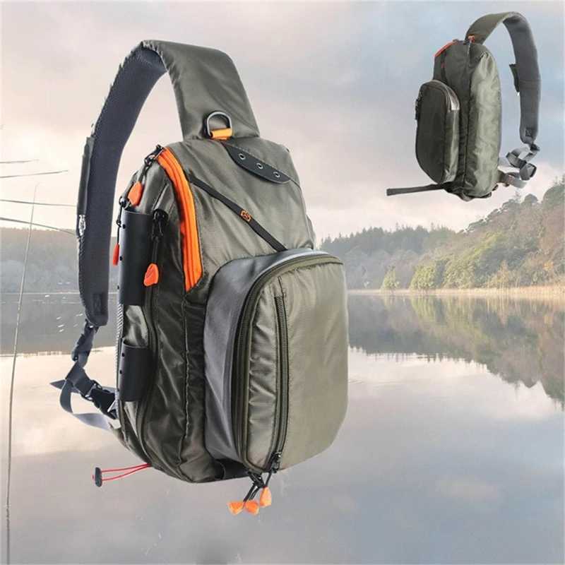 Fly Fishing Slings Pack Crossbody Bag Chest Pack Fishing Tackle Storage Shoulder Bag for Freshwater or Saltwater Fishing Z250411