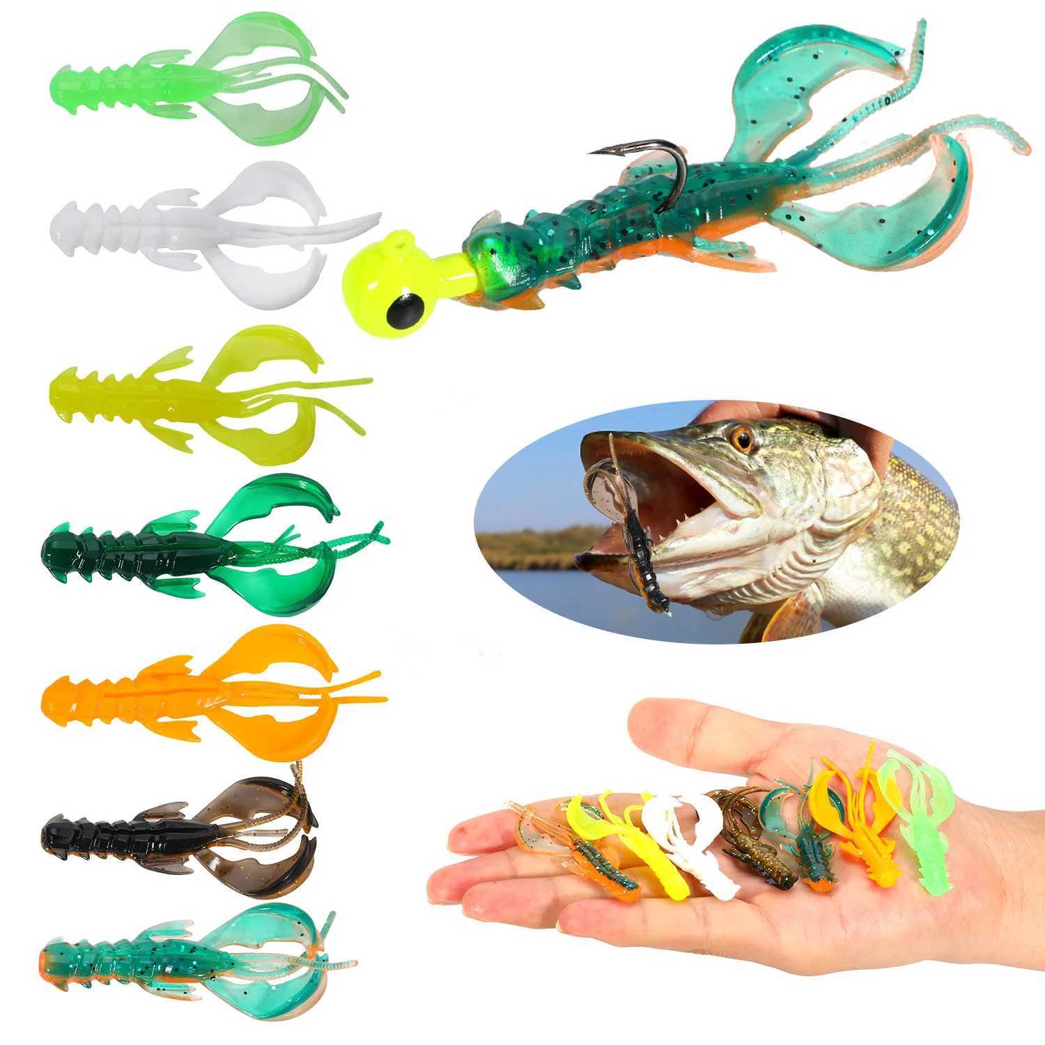 Sougayilang Crazy Soft Lures 60mm 5pc/10pc/20pc Soft Lure Fishing Lures Shrimp Lobster Soft Plastic Fishing Lures Fishing Tools Z250411
