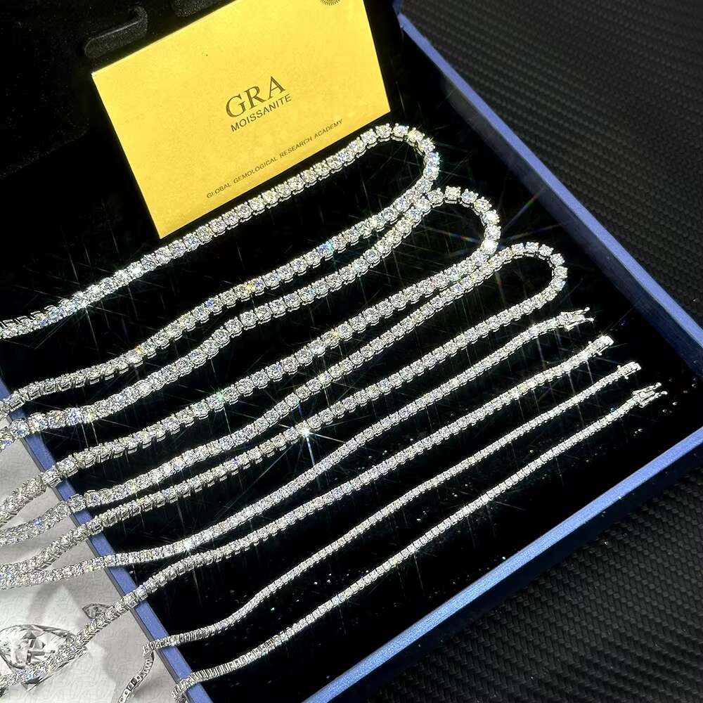 Hot Selling Silver 925S Link Necklace Men Women 3mm 4mm Hip Hop Necklace Jewelry Fashion Mossanite Tennis Link Chain