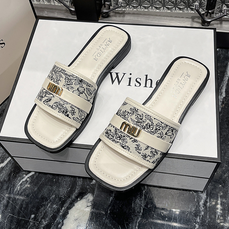 free shipping designer slippers for woman Summer outdoor indoor sandal casual black vintage beach shoes