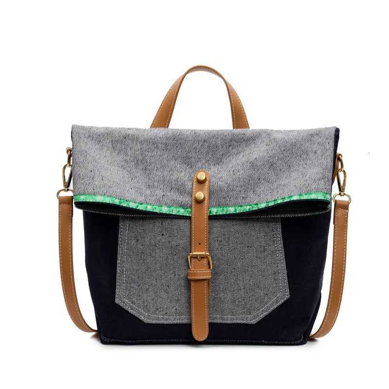 New Oblique Span Denim Bag Simple Splicing Contrasting Colors Relaxation Tote Bag Shoulder Bag Casual Underarm BagW251111