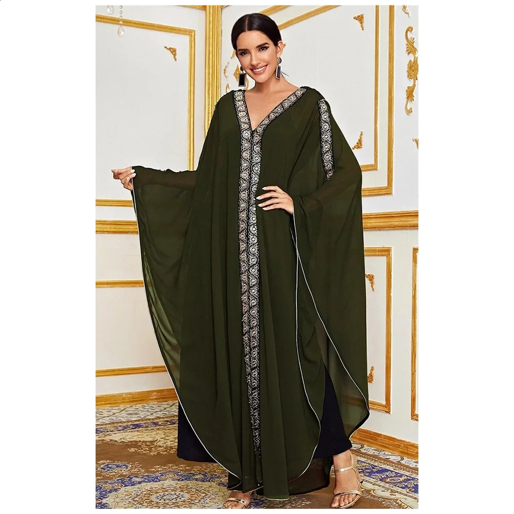 Ramadan Abaya Dubai Kaftan Muslim Headscarf African Evening Dress Female Kimono Robe Caftan Islamic Clothing 250411