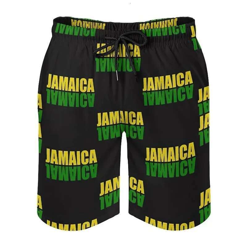 Men's 3d Printed Jamaican Flag Swim Trunks Fashion Summer Jamaica Beach Surf Board Shorts Quick Dry Sports Gym Short Pants