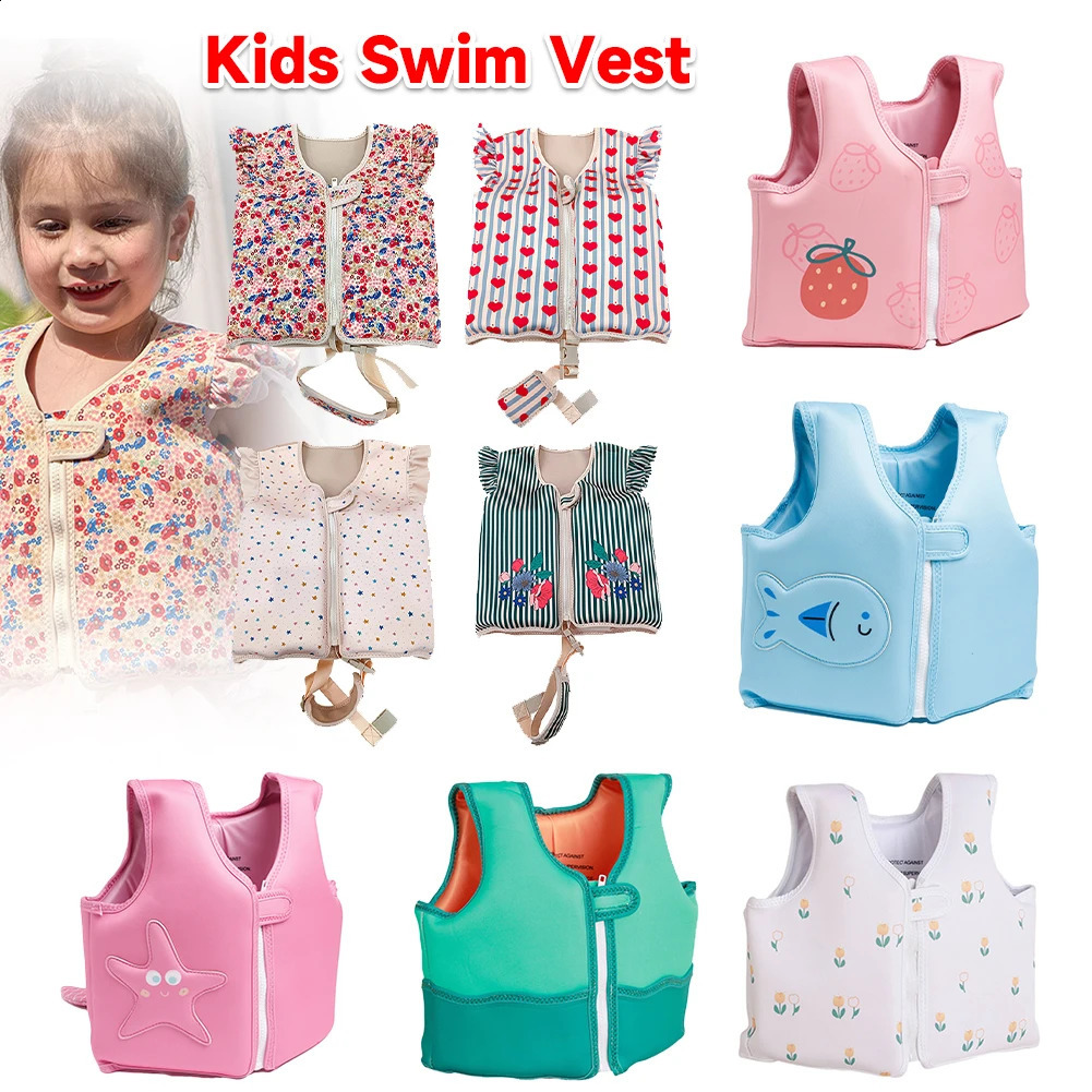 Kids Swim Vest for 1-6 Years Children Swimming Training Life Jacket Toddler Swimming Training Kayak Beach Watersports Swimwear 250411