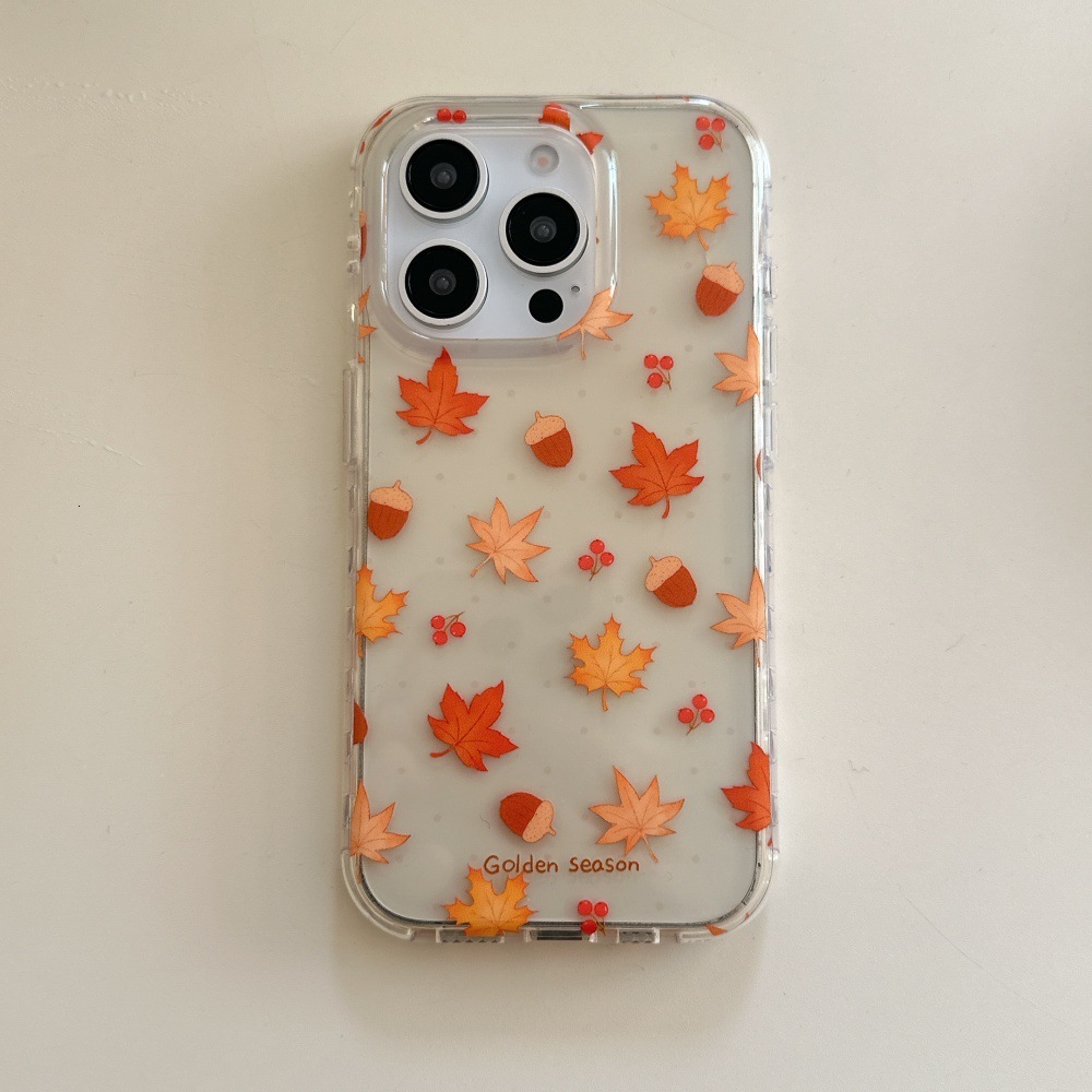 Maple Leaf Rabbit Phone Case Compatible with iPhone 17/16 Pro Personalized Transparent Protective Cover 15/14 Simple Anti-drop