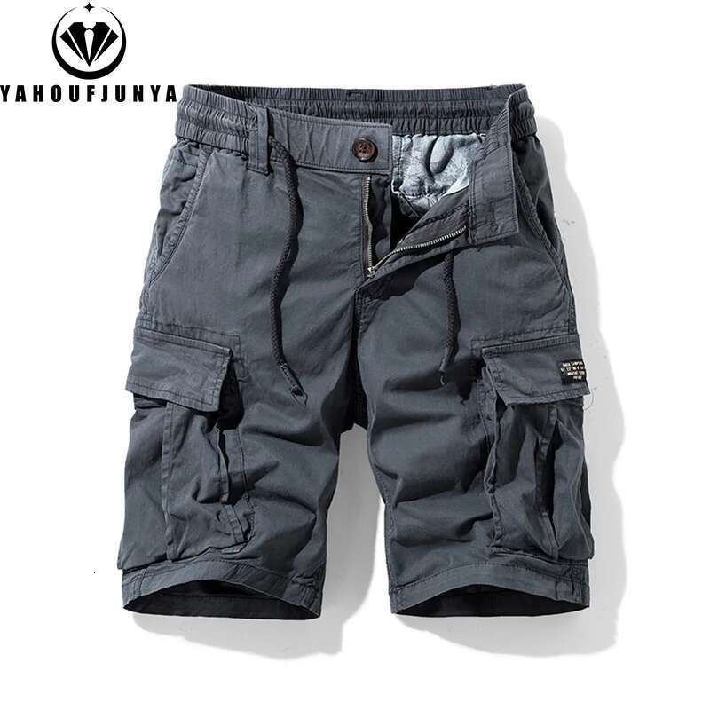2025 Summer Outdoor Leisure Cotton Toog Shorts Men Drawstring Buttons Solid Straight Soft Fashion Short Pants Male Tops