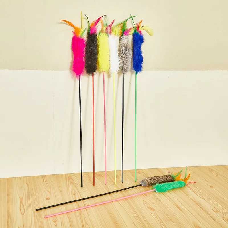 1 Cat Toy Fun Pet Toy for Cat Interaction Cat Stick Feather Kitten Toy Random Color Pet Supplies Y250412
