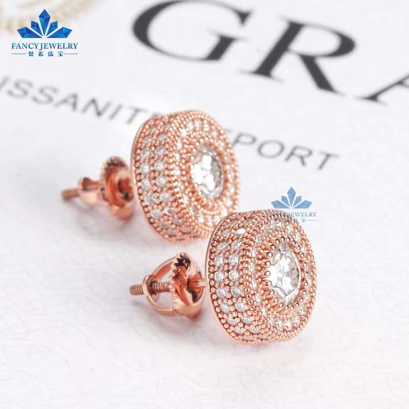 925 Sterling Silver Earrings Studs Lab Diamonds Round Mens Moissanite VVS1 Cluster Stud Fashion Jewelry Earrings Studs