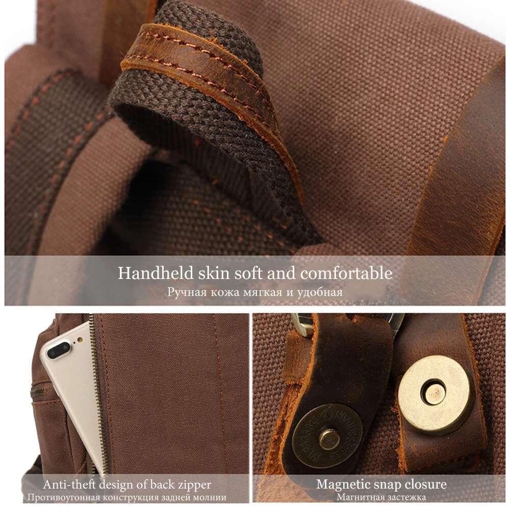 MARKROYAL Canvas Retro Men's Suitable 14 Inch Laptop Bag Vintage 36-55L Wear-Resistant Backpack Coffee Dripshipping