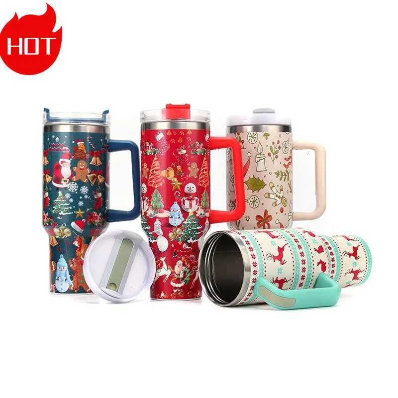 Christmas For Christmas Gift 40oz Tumbler with Handle Thermos Botle Stainless Steel Cup Thermal Mug Keeps Cold and Heat Water Botle Y251112