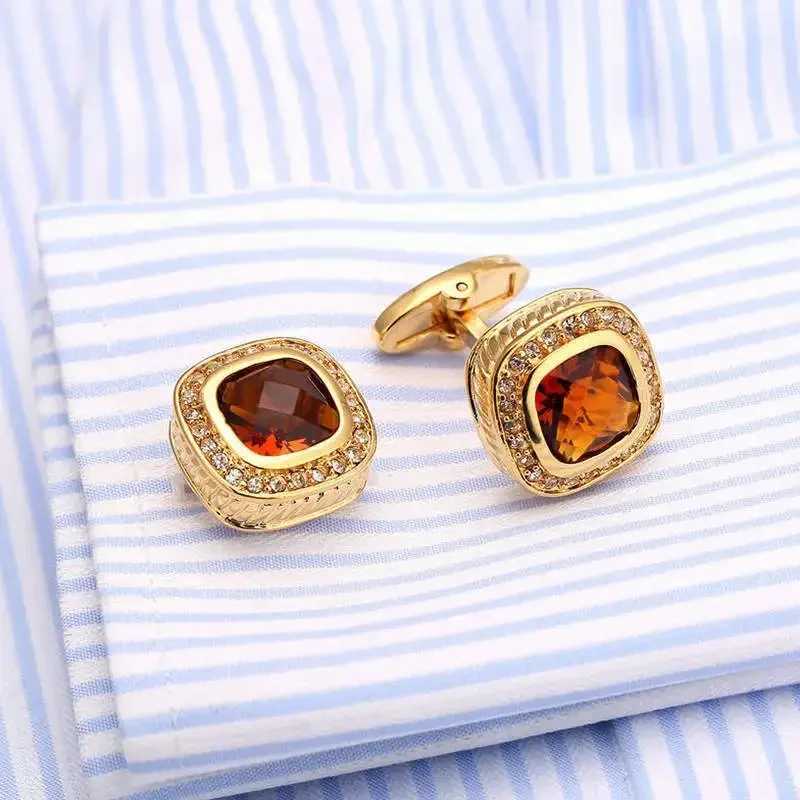 Luxury French mens cufflinks red and black champagne zircon mens business banquet jewelry mens wedding accessoriesT250412