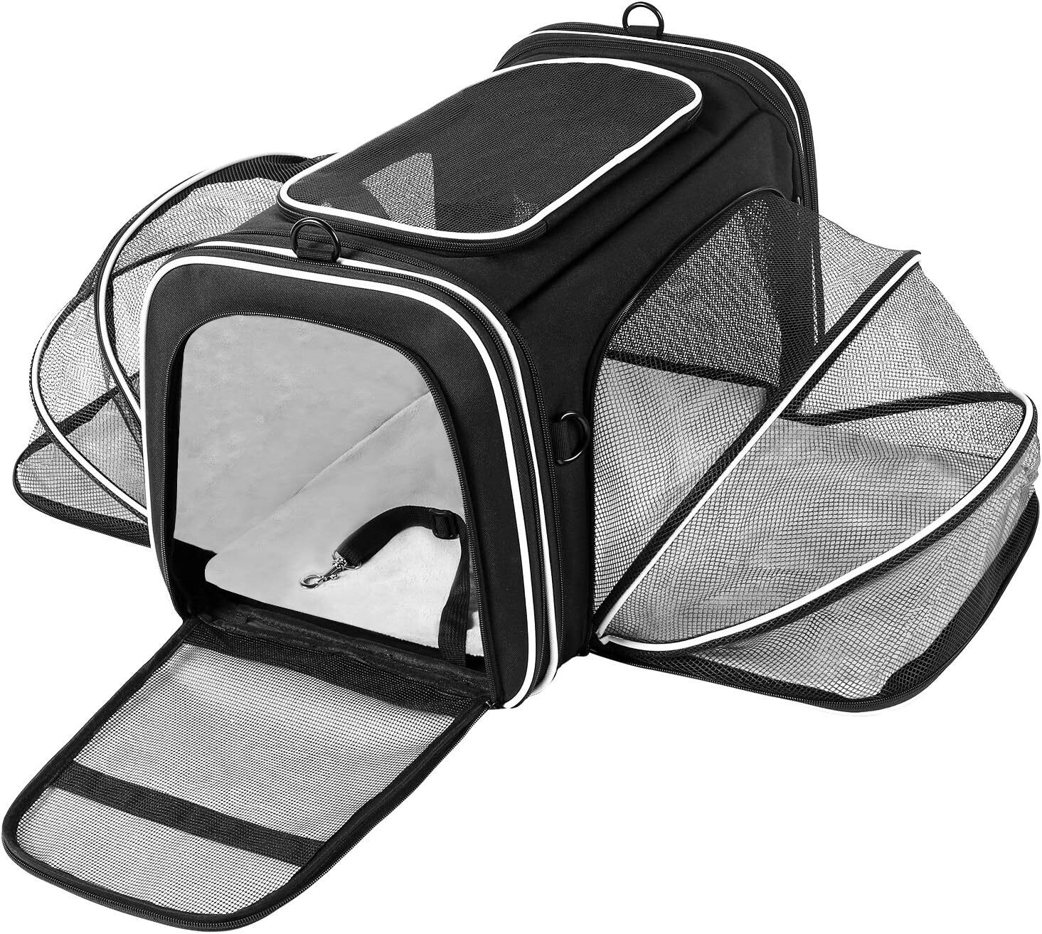 MASKEYON Airlines approved expandable pet harness with mesh pockets, shoulder strap, washable pad - suitable for 2 cats, kittens, puppies, and dogs