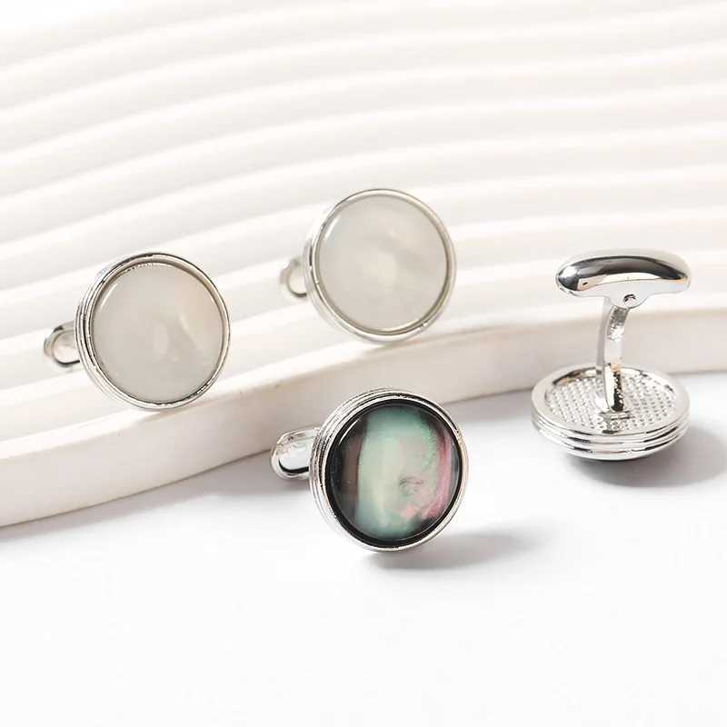 Mens Round Crystal Cufflinks Couple Wedding Party Business Set Cufflinks Luxury Shirt Sleeve Jewelry Fathers Day GiftT250412