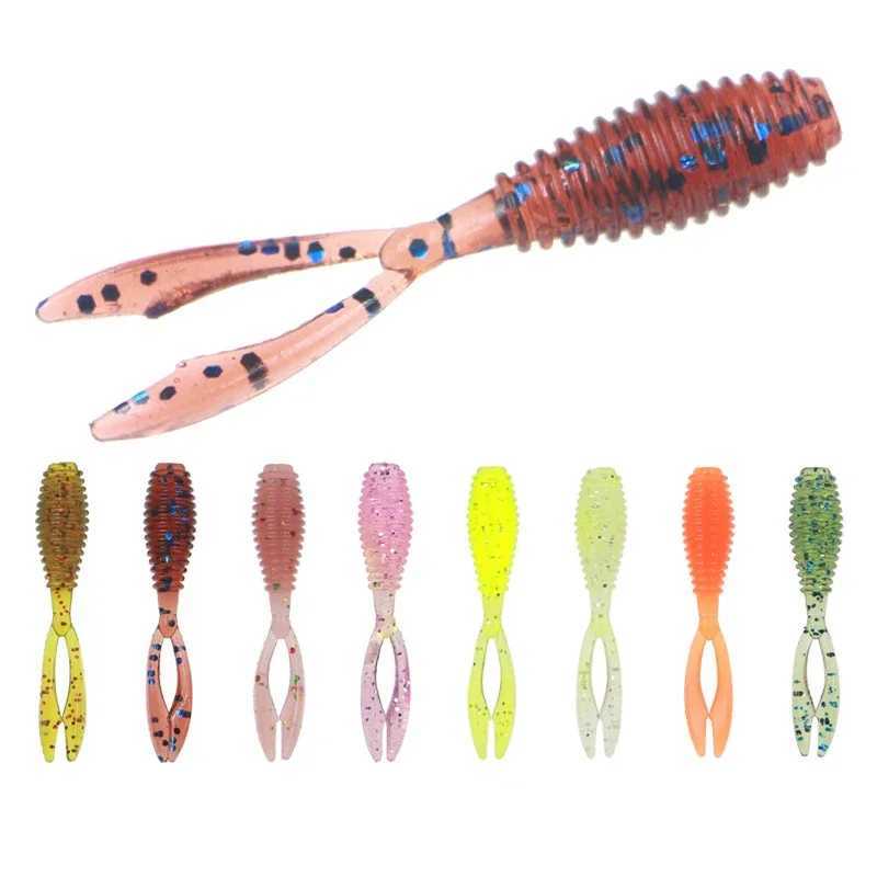Fishing Soft Lures Rockfish 10pcs/lot 0.4g 35mm Twin Tail Artificial Wobbler Ocean Rock Silicone Shad Worm Bait Z250411