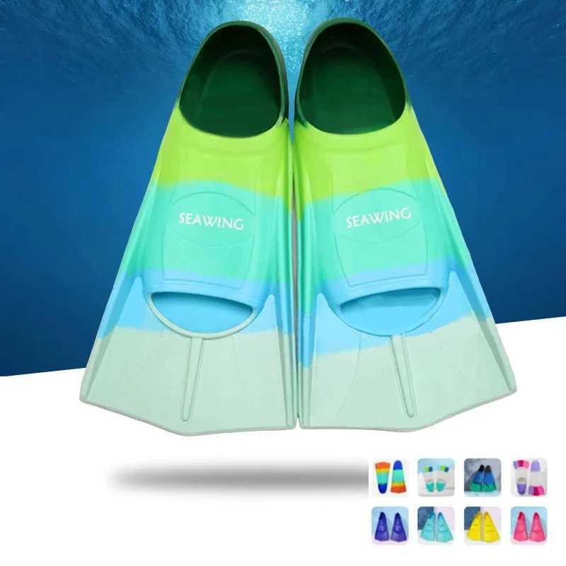 18 color professional inflatable diving fins paddles silicone short childrens mens flip up childrens scuba equipmentY250412